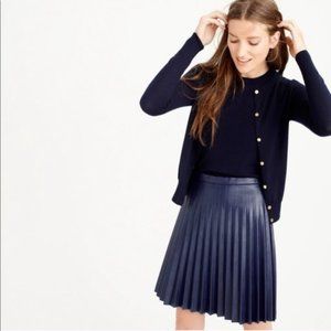 J. Crew Pleated Faux-Leather Skirt NWT (Navy)